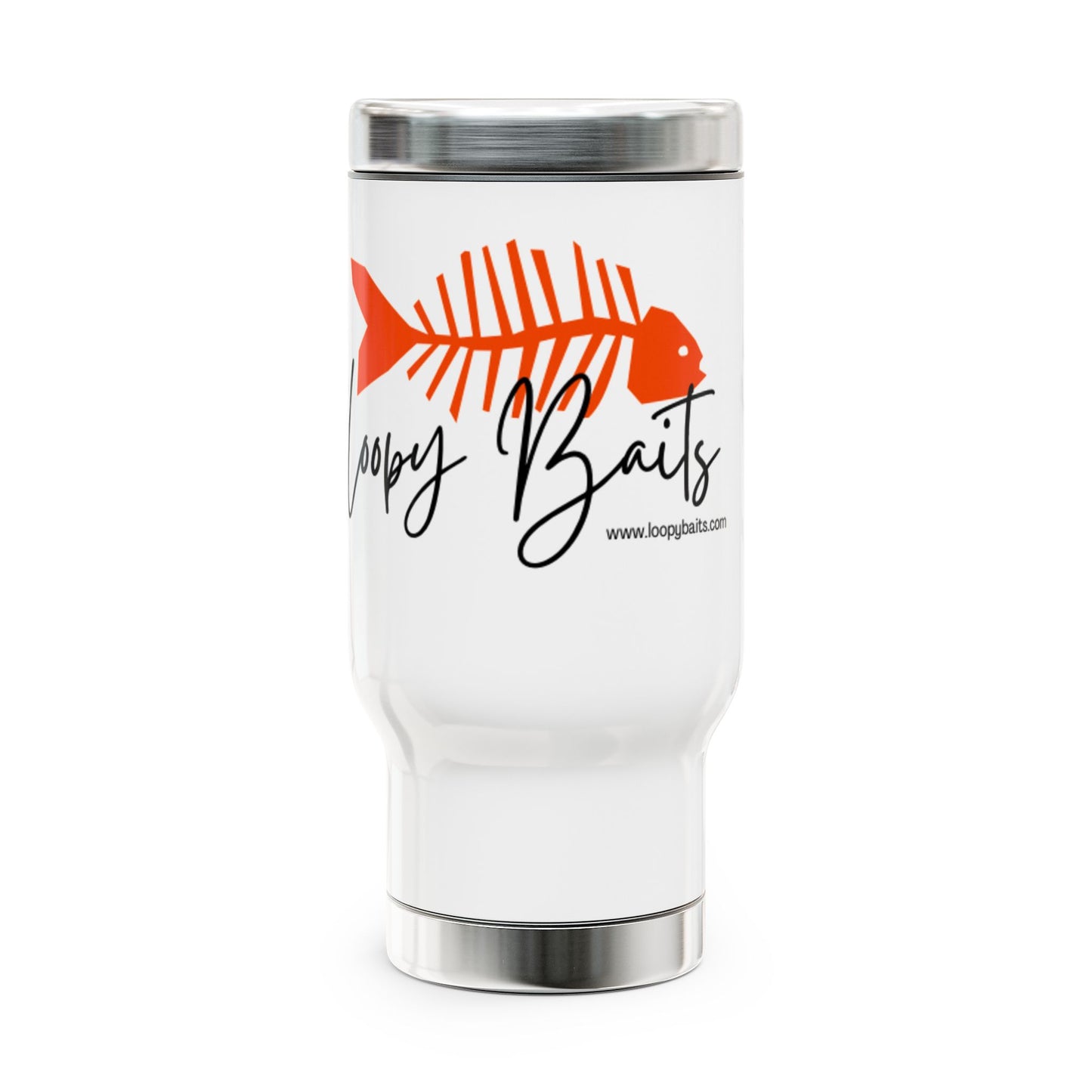 Loopy Baits Stainless Steel Travel Mug - 14oz Fish Design for Outdoor Enthusiasts